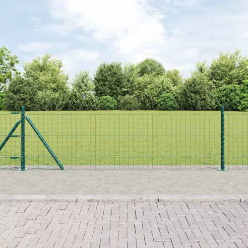 vidaXL Kerítés oszlopokkal Zöld 0,6 x 10 m Acél