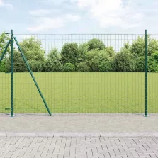 vidaXL Kerítés oszlopokkal Zöld 1.5 x 10 m Acél
