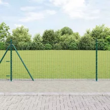 vidaXL Kerítés oszlopokkal Zöld 1 x 25 m Acél