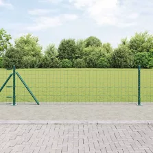 vidaXL Kerítés oszlopokkal Zöld 0,4 x 10 m Acél