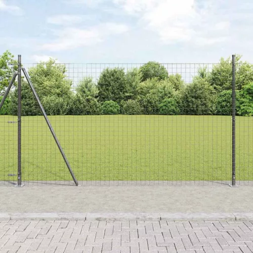 vidaXL Kerítés oszlopokkal Szürke 1.4 x 10 m Acél