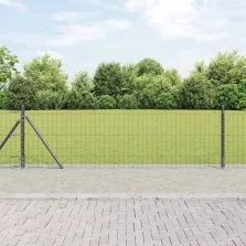 vidaXL Kerítés oszlopokkal Szürke 0,6 x 10 m Acél