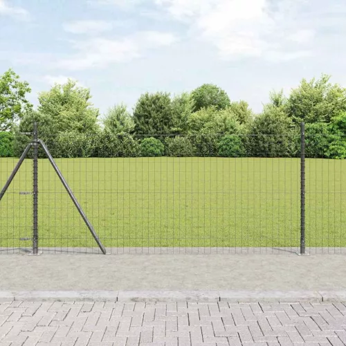 vidaXL Kerítés oszlopokkal Szürke 1 x 10 m Acél