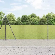 vidaXL Kerítés oszlopokkal Szürke 1.2 x 10 m Acél
