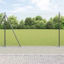 vidaXL Kerítés oszlopokkal Szürke 1.4 x 10 m Acél