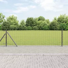 vidaXL Kerítés oszlopokkal Szürke 0.4 x 50 m Acél