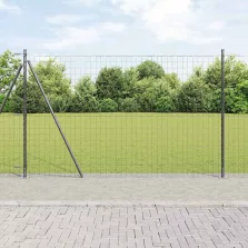 vidaXL Kerítés oszlopokkal Szürke 1.4 x 10 m Acél