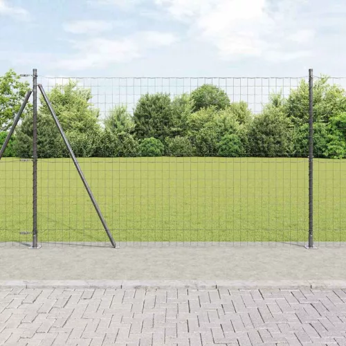 vidaXL Kerítés oszlopokkal Szürke 1.4 x 10 m Acél
