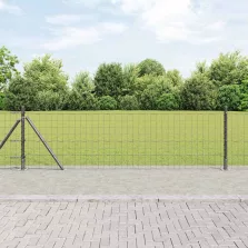   vidaXL Kerítés oszlopokkal Szürke 0,6 x 25 m Acél és PVC