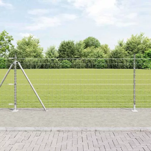 vidaXL Kerítés oszlopokkal Ezüst 0.8 x 10 m Acél