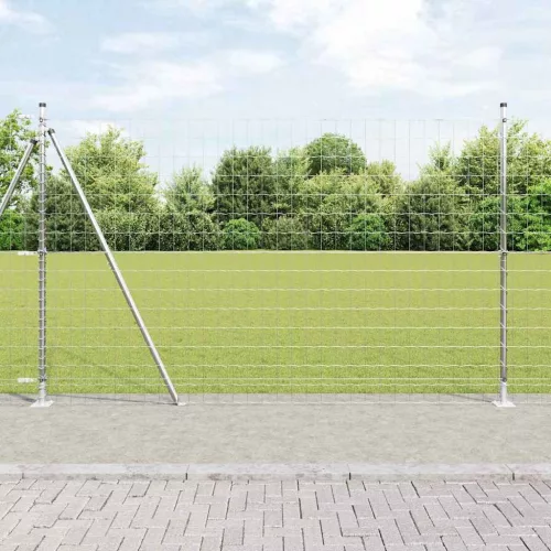 vidaXL Kerítés oszlopokkal Ezüst 1.6 x 10 m Acél