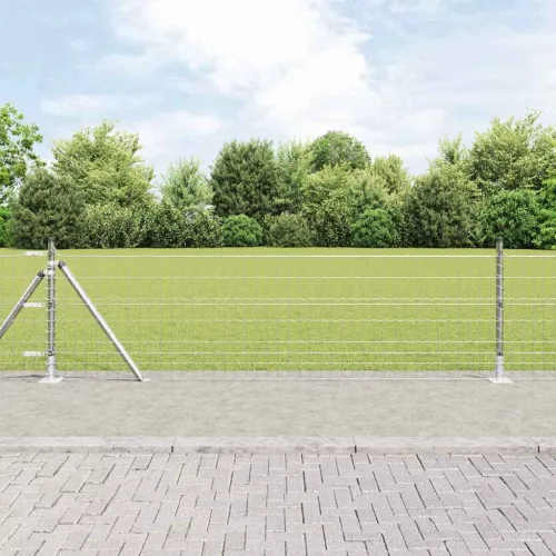 vidaXL Kerítés oszlopokkal Ezüst 0.6 x 50 m Acél
