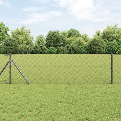 vidaXL Lánckerítés oszlopokkal Szürke 0,4 x 10 m Acél