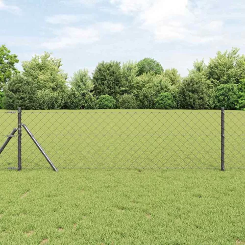 vidaXL Lánckerítés oszlopokkal Szürke 0,4 x 10 m Acél