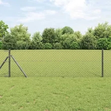 vidaXL Lánckerítés oszlopokkal Szürke 0.8 x 25 m Acél