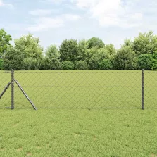 vidaXL Lánckerítés oszlopokkal Szürke 0.8 x 25 m Acél