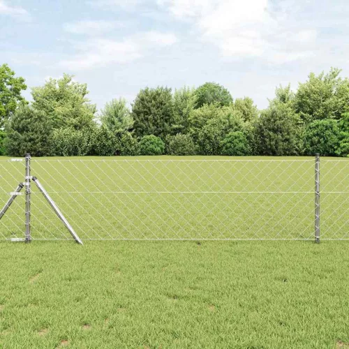 vidaXL Lánckerítés oszlopokkal Ezüst 0,4 x 25 m Acél
