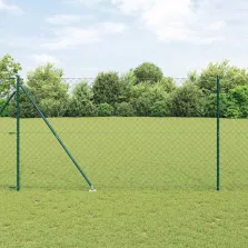 vidaXL Lánckerítés oszlopokkal Zöld 1.6 x 10 m Acél