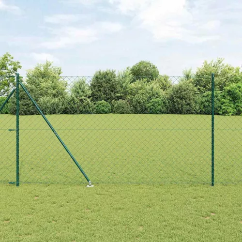 vidaXL Lánckerítés oszlopokkal Zöld 1.6 x 10 m Acél