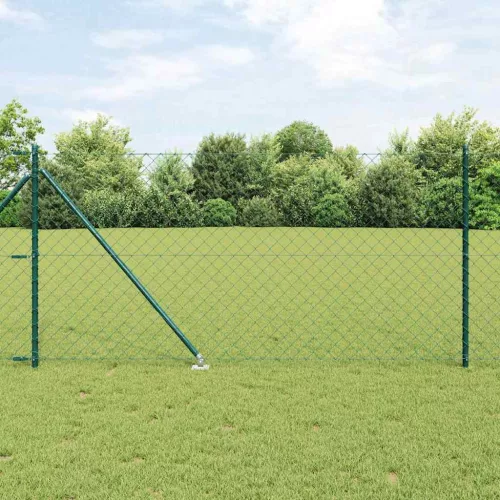vidaXL Lánckerítés oszlopokkal Zöld 1 x 25 m Acél