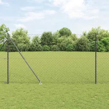vidaXL Lánckerítés oszlopokkal Szürke 1.5 x 10 m Acél