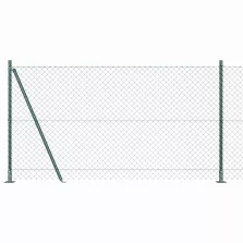vidaXL Lánckerítés oszlopokkal Zöld 1.2 x 10 m Acél