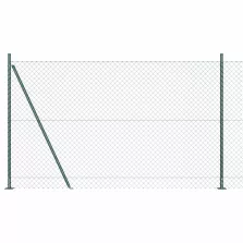 vidaXL Lánckerítés oszlopokkal Zöld 1.4 x 10 m Acél