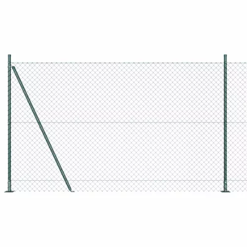 vidaXL Lánckerítés oszlopokkal Zöld 1.4 x 10 m Acél