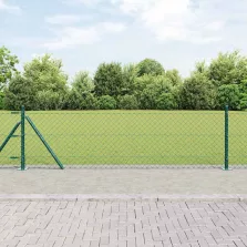 vidaXL Lánckerítés oszlopokkal Zöld 0,4 x 25 m Acél