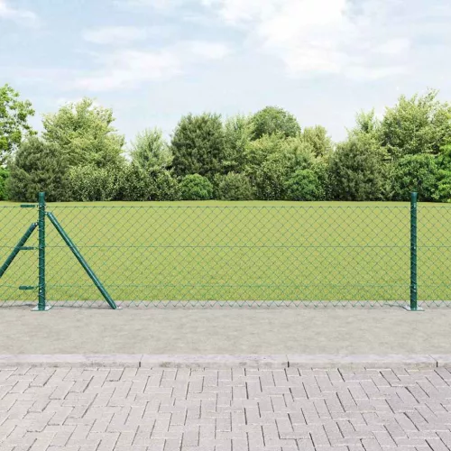 vidaXL Lánckerítés oszlopokkal Zöld 0,4 x 25 m Acél