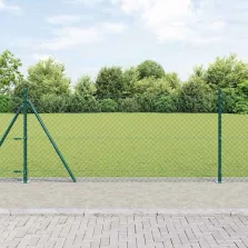 vidaXL Lánckerítés oszlopokkal Zöld 1 x 25 m Acél
