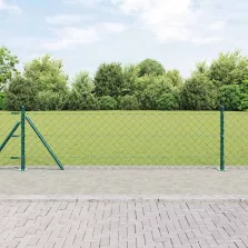 vidaXL Lánckerítés oszlopokkal Zöld 0,4 x 25 m Acél