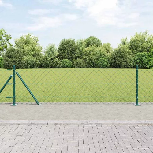 vidaXL Lánckerítés oszlopokkal Zöld 0,4 x 25 m Acél