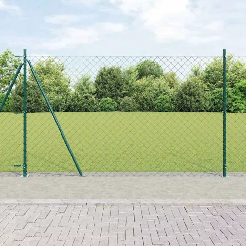 vidaXL Lánckerítés oszlopokkal Zöld 1.6 x 25 m Acél