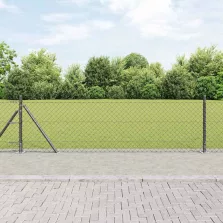 vidaXL Lánckerítés oszlopokkal Szürke 0,4 x 10 m Acél
