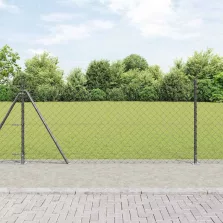 vidaXL Lánckerítés oszlopokkal Szürke 1 x 10 m Acél