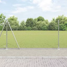 vidaXL Lánckerítés oszlopokkal Ezüst 1.2 x 25 m Acél