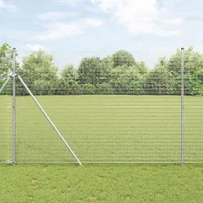 vidaXL Kerítés oszlopokkal Ezüst 1.5 x 10 m Acél