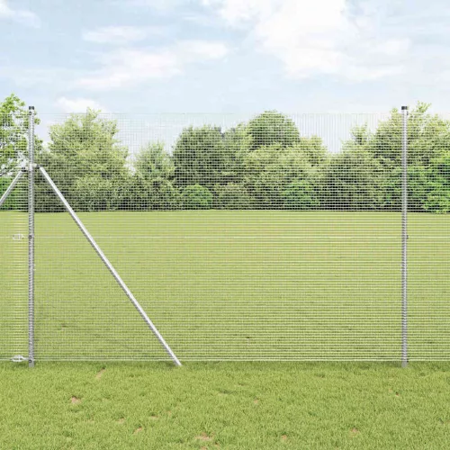 vidaXL Kerítés oszlopokkal Ezüst 1.5 x 10 m Acél