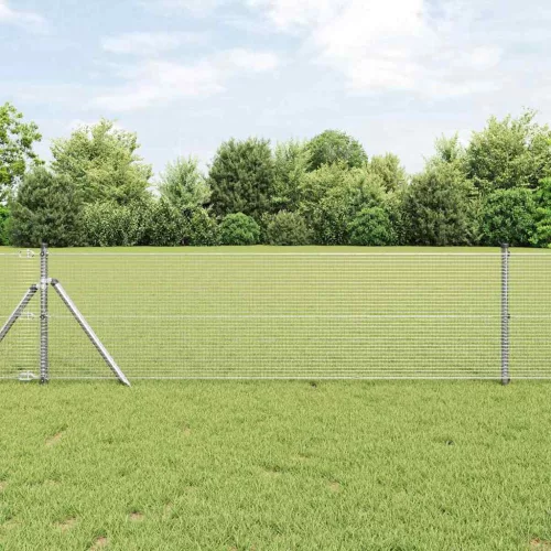 vidaXL Kerítés oszlopokkal Ezüst 0.8 x 25 m Acél
