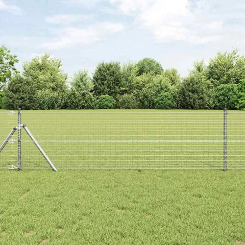 vidaXL Kerítés oszlopokkal Ezüst 0.8 x 25 m Acél
