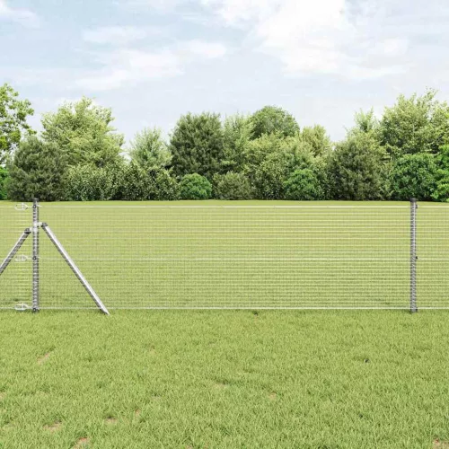 vidaXL Kerítés oszlopokkal Ezüst 0.8 x 50 m Acél