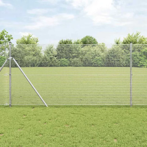 vidaXL Kerítés oszlopokkal Ezüst 1 x 50 m Acél