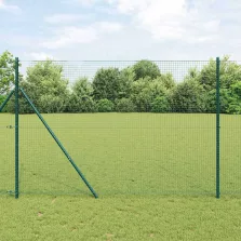 vidaXL Kerítés oszlopokkal Zöld 1.6 x 10 m Acél