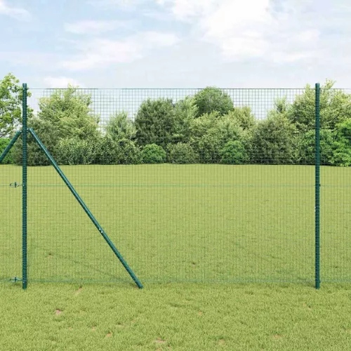 vidaXL Kerítés oszlopokkal Zöld 1.6 x 10 m Acél