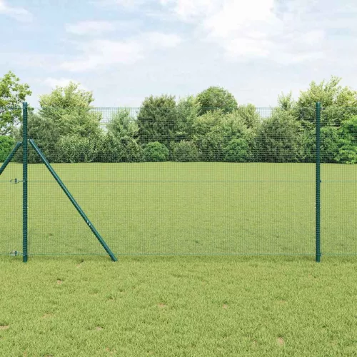 vidaXL Kerítés oszlopokkal Zöld 1 x 25 m Acél