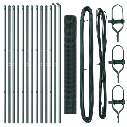 vidaXL hegesztett drótkerítés 13 oszloppal Zöld 1.2x25 m Acél