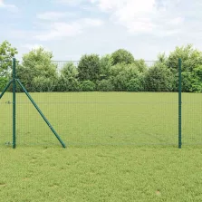 vidaXL Kerítés oszlopokkal Zöld 1.4 x 50 m Acél