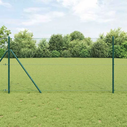 vidaXL Kerítés oszlopokkal Zöld 1.4 x 50 m Acél