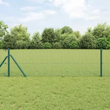 vidaXL Kerítés oszlopokkal Zöld 0.4 x 100 m Acél